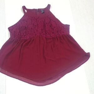 Torrid Merlot/Burgundy/Maroon Crotchet Sleeveless Top Size 2 (2X)